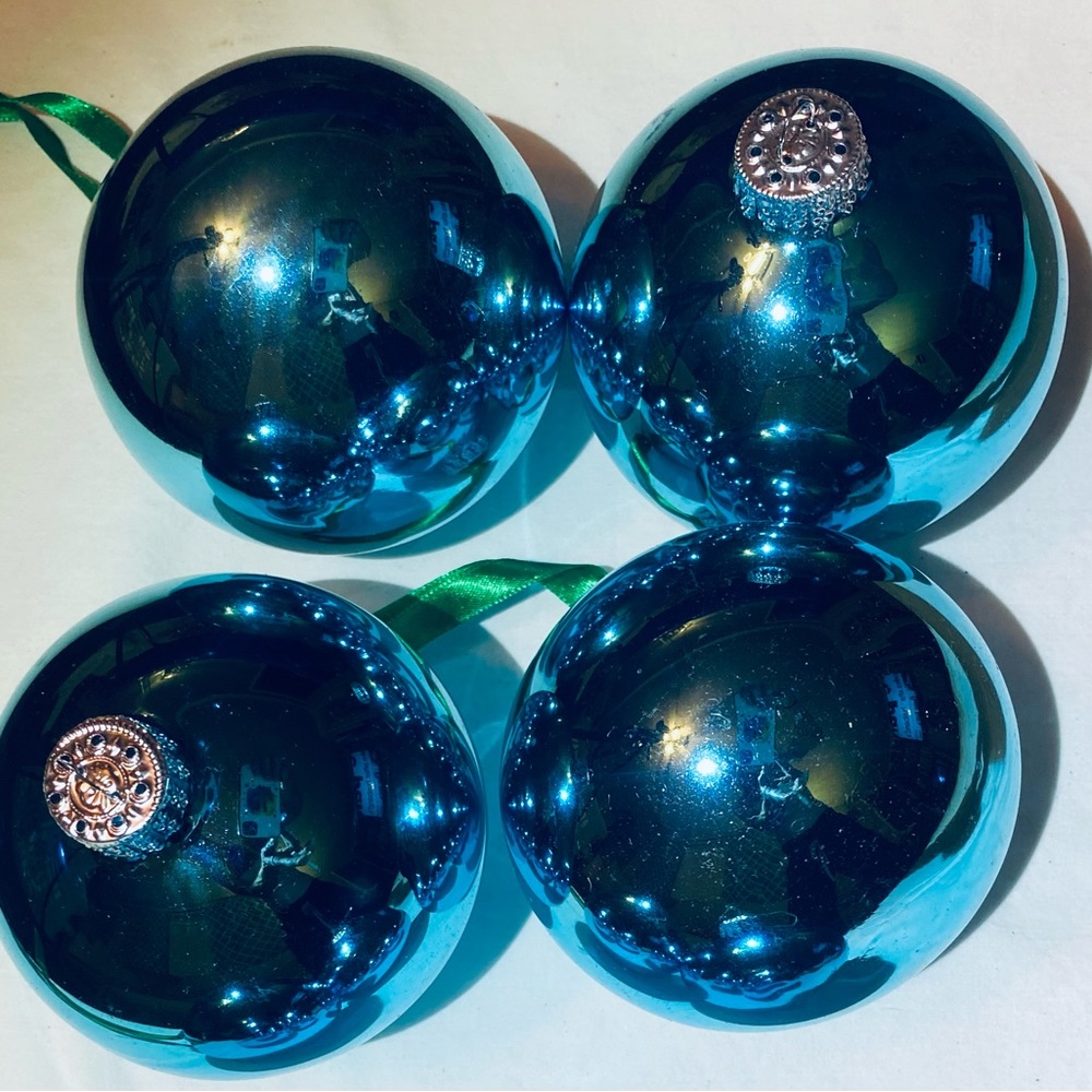 6 Vintage Glass Ball Ornaments